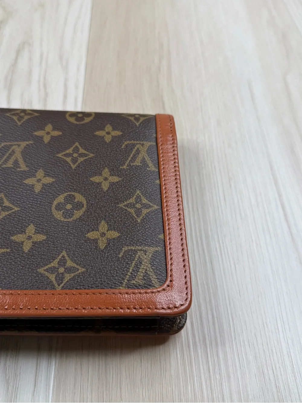 Louis Vuitton Monogram Foldover Clutch in Brown and Tan Leather Trim - Picture 6 of 16